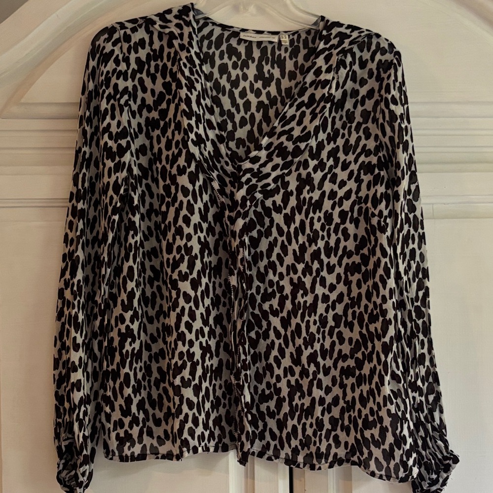 Inwear sheer Leopard Print Long Sleeve Women's Top